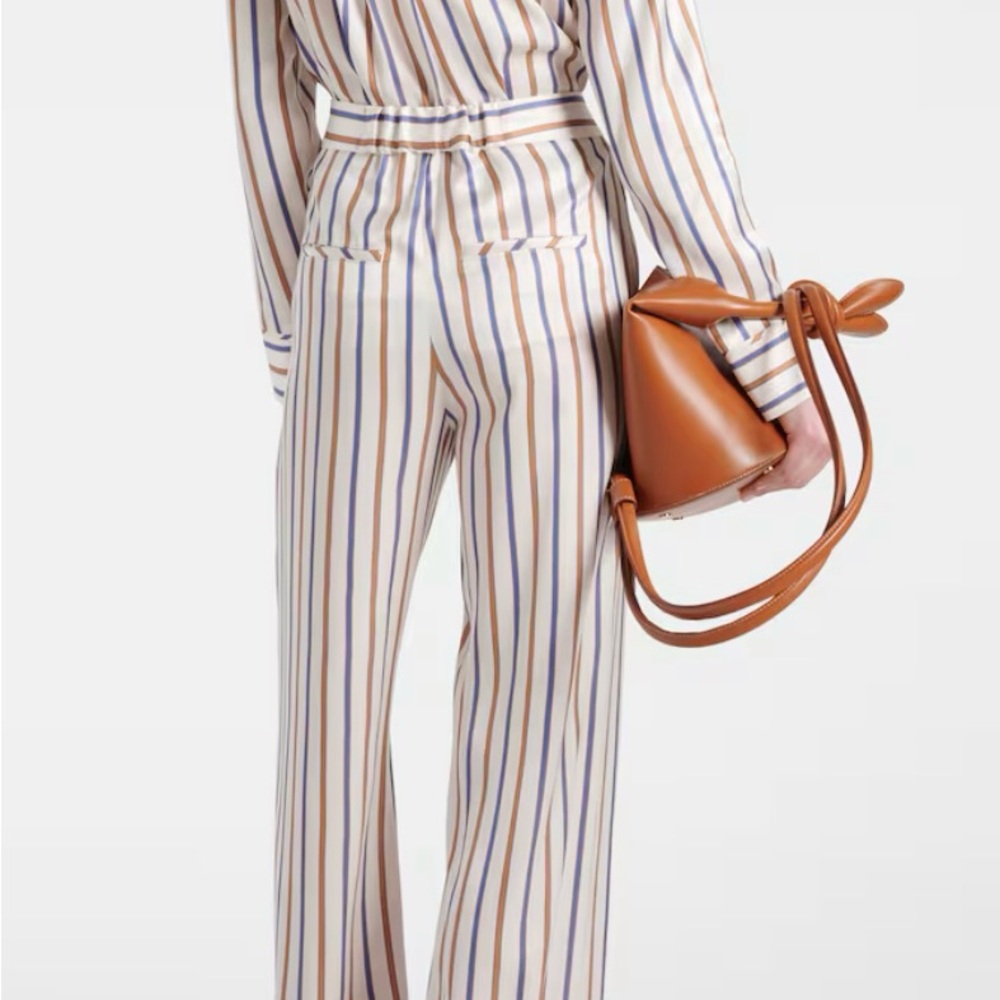 VERONICA BEARD | Grigore Striped Twill Wide-Leg Trousers (US 12)